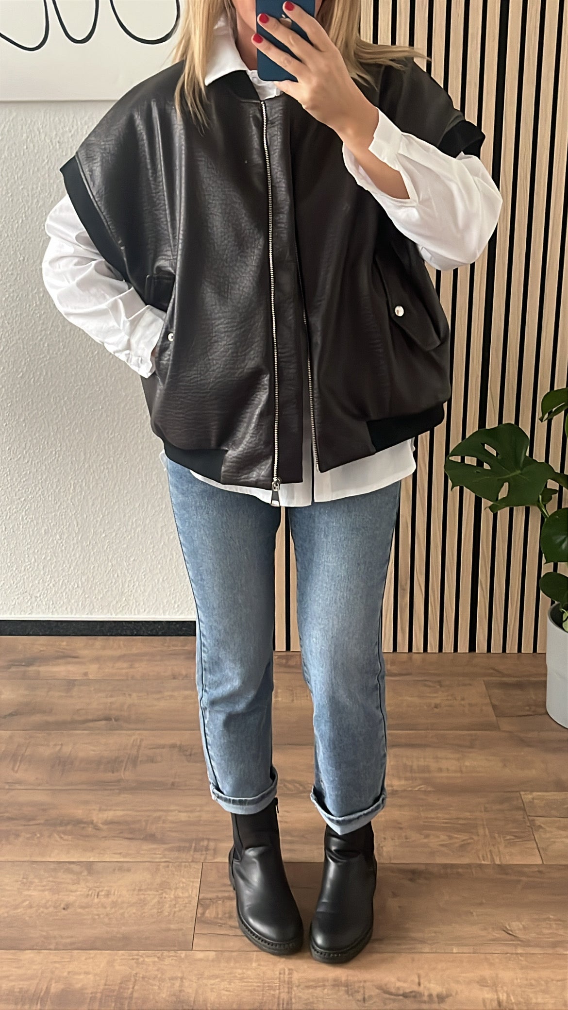 Oversize Lederweste